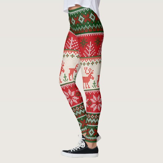Kerstfeestdag groen rood leggings (Links)