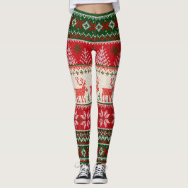 Kerstfeestdag groen rood leggings