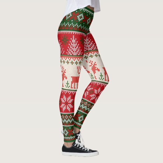 Kerstfeestdag groen rood leggings (Rechts)