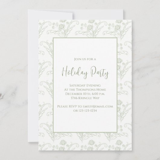 Kerstfeestdag groene elegante Greenery QR Code Kaart (Voorkant)