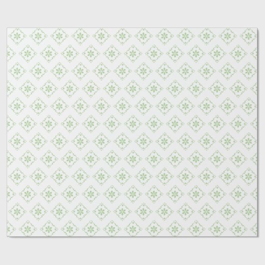 Kerstfeestdag - Groene Klassieke Snowflake Patroon Cadeaupapier (Vlak)