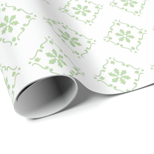 Kerstfeestdag - Groene Klassieke Snowflake Patroon Cadeaupapier (Rol Hoek)