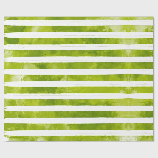 Kerstfeestdag - Groene Stripe Patroon Modern Cadeaupapier (Vlak)