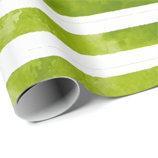Kerstfeestdag - Groene Stripe Patroon Modern Cadeaupapier (Rol Hoek)