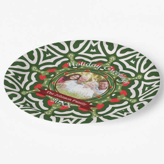 Kerstfeestdag Groetensfamilie Foto Keepomwille Papieren Bordje (Gekanteld)