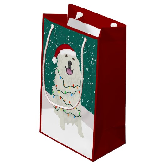 Kerstfeestdag Grote Pyreneeën Klein Cadeauzakje (Achterkant Gekanteld)