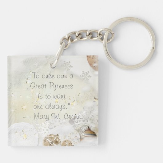 Kerstfeestdag Grote Pyreneeën Pup Waterverf Sleutelhanger (Achterkant)