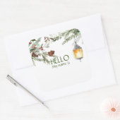 kerstfeestdag Hallo naam tag-pine Vierkante Sticker (Envelop)