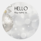 kerstfeestdag Hallo naamplaatje Ronde Sticker (Voorkant)