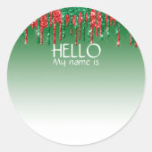 kerstfeestdag Hallo naamplaatje Ronde Sticker (Voorkant)