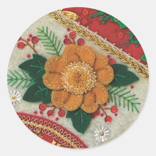 kerstfeestdag handgemaakt Floral fetisj Ronde Sticker (Voorkant)