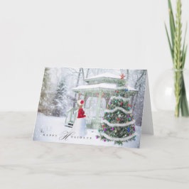 Kerstfeestdag - Happy Holiday Xmas Scene Girl Feestdagen Kaart