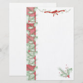 Kerstfeestdag_Happy Holly Days Briefpapier (Voorkant / Achterkant)