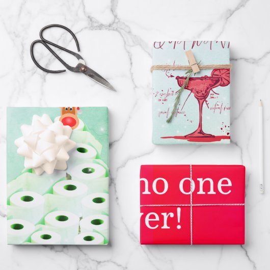 Kerstfeestdag heerst heerlijke cocktail-boom inpakpapier vel (Voorkant)