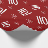 Kerstfeestdag Ho Ho Red White Wrapping Paper Cadeaupapier (Hoek)