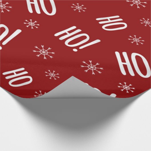 Kerstfeestdag Ho Ho Red White Wrapping Paper Cadeaupapier (Hoek)