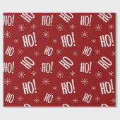 Kerstfeestdag Ho Ho Red White Wrapping Paper Cadeaupapier (Vlak)