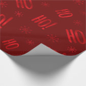 Kerstfeestdag Ho Ho Red Wrapping Paper Cadeaupapier (Hoek)