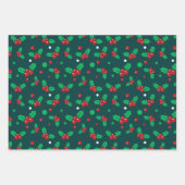 Kerstfeestdag Holly Berry Mistletoe Pattern Inpakpapier Vel (Voorkant 2)