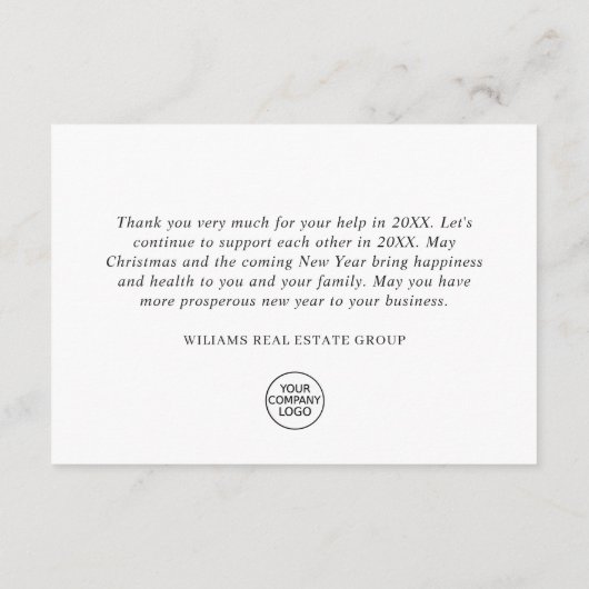 kerstfeestdag Holly Berry Rustic Corporate Bedankkaart (Achterkant)