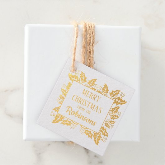 kerstfeestdag Holly Berry Tree Gift Label (Met doos)