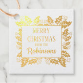 kerstfeestdag Holly Berry Tree Gift Label (Voorkant)