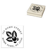 Kerstfeestdag Holly en Berries Adres Rubberstempel (Gestempeld)