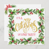 Kerstfeestdag Holly en Berries Kaart (Voorkant / Achterkant)