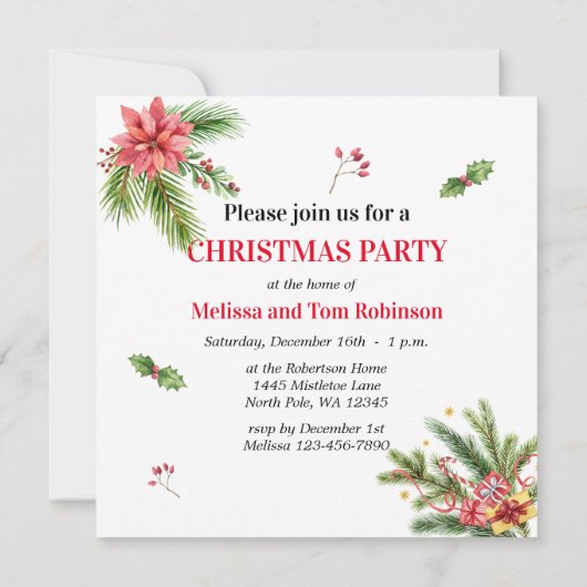 Kerstfeestdag Holly en Berries Kaart (Achterkant)