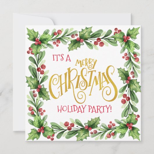 Kerstfeestdag Holly en Berries Kaart (Voorkant)