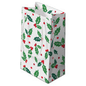Kerstfeestdag Holly Gift Bag Klein Cadeauzakje (Achterkant Gekanteld)