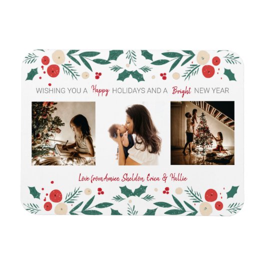 kerstfeestdag holly ivy berry 3 Foto cadeau Magneet (Horizontaal)