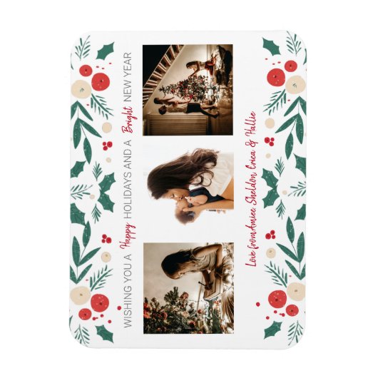 kerstfeestdag holly ivy berry 3 Foto cadeau Magneet (Verticaal)