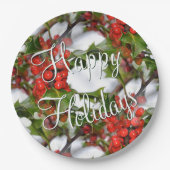 Kerstfeestdag Holly laat rode bessen zien Papieren Bordje (Voorkant)