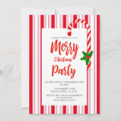 Kerstfeestdag Holly Red Snoep Stripe Patroon Kaart (Voorkant)