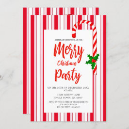 Kerstfeestdag Holly Red Snoep Stripe Patroon Kaart