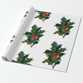 kerstfeestdag Holly Wrapping Paper Cadeaupapier