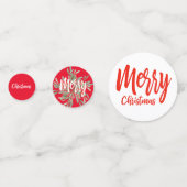 Kerstfeestdag Holly Wreath Merry Table Confetti (Achterkanten)