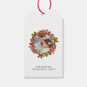 Kerstfeestdag Holly Wreator and Photo Gift Label Cadeaulabel (Voorkant)