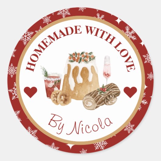 Kerstfeestdag Homemade Baking Label (Voorkant)