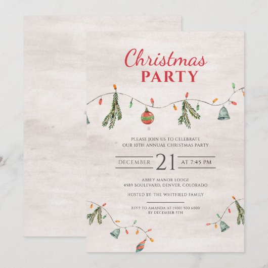 Kerstfeestdag, hooglichten en decor kaart (Voorkant / Achterkant)