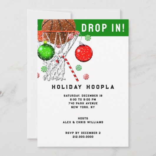 Kerstfeestdag in Basketball Kaart (Voorkant)