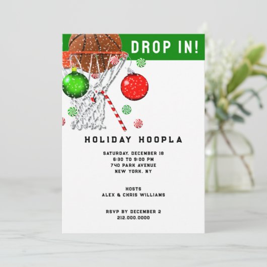 Kerstfeestdag in Basketball Kaart (Staand voorkant)