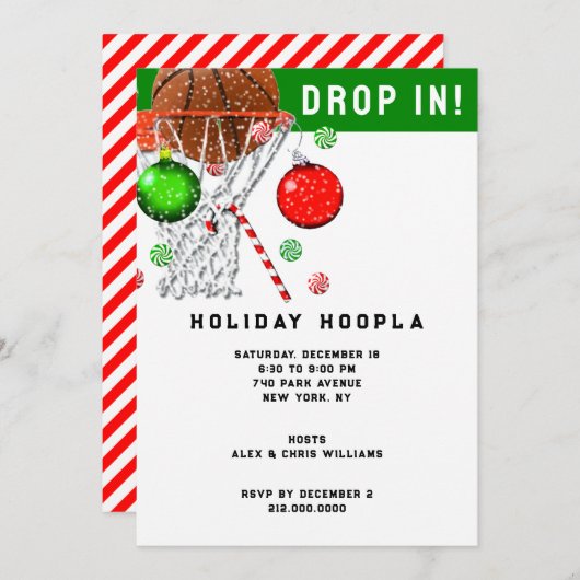 Kerstfeestdag in Basketball Kaart (Voorkant / Achterkant)