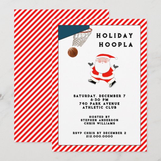 Kerstfeestdag in Basketball Kaart (Voorkant / Achterkant)