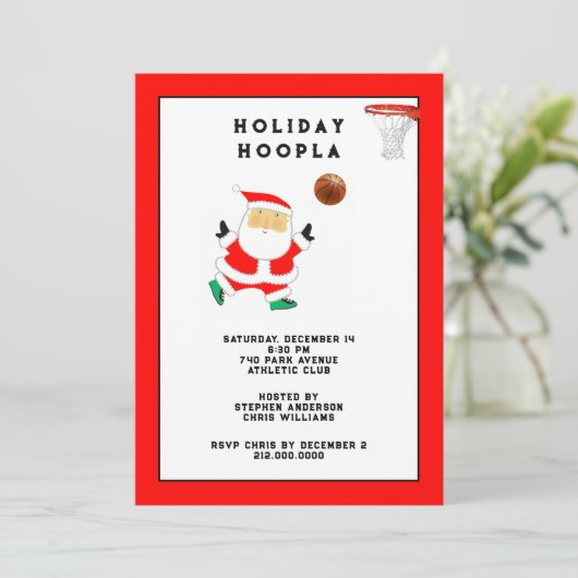 Kerstfeestdag in Basketball Kaart (Staand voorkant)