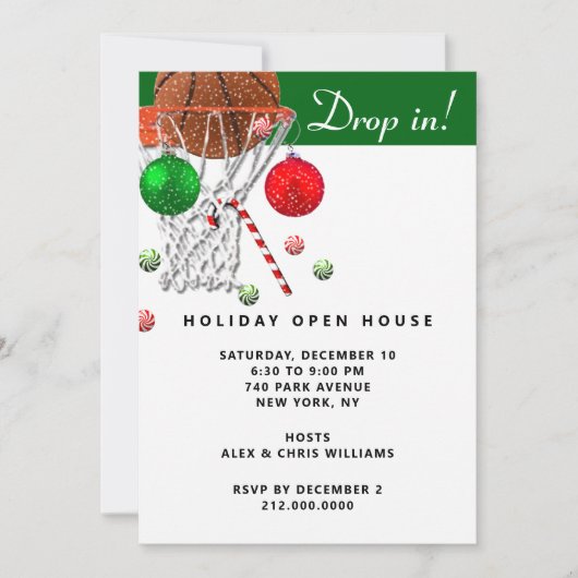 Kerstfeestdag in Basketball Kaart (Voorkant)