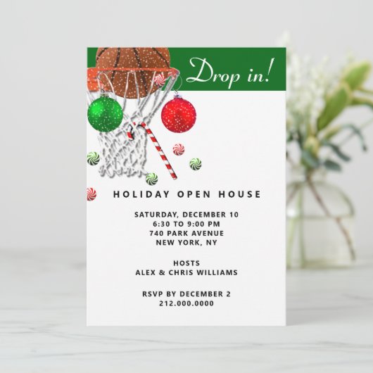 Kerstfeestdag in Basketball Kaart (Staand voorkant)