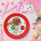 Kerstfeestdag in Basketball Papieren Bordje (Feest)
