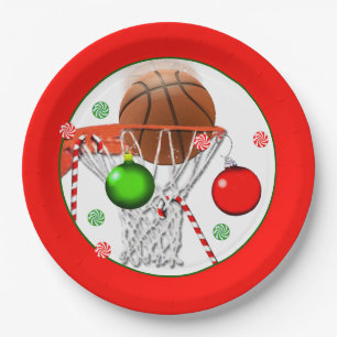 Kerstfeestdag in Basketball Papieren Bordje